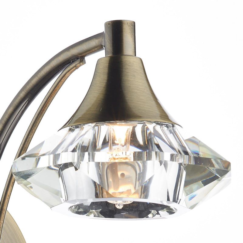 Dar Lighting Luther Wall Light Antique Brass Crystal • LUT0775