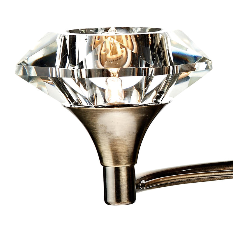 Dar Lighting Luther 2 Light Wall Light Antique Brass Crystal • LUT0975