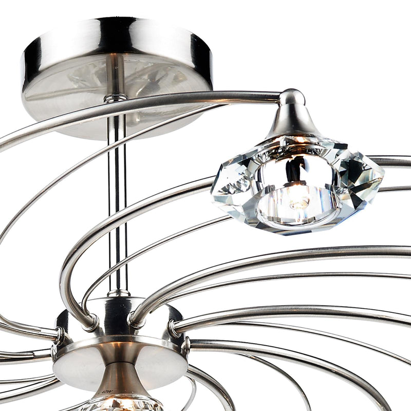 Dar Lighting Luther 10 Light Semi Flush Satin Chrome Crystal • LUT2346