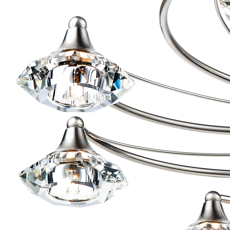 Dar Lighting Luther 10 Light Semi Flush Satin Chrome Crystal • LUT2346