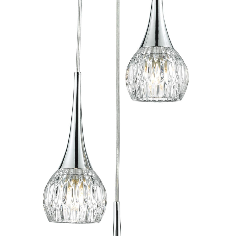 Dar Lighting Lyall 3 Light Pendant Polished Chrome Glass • LYA0350