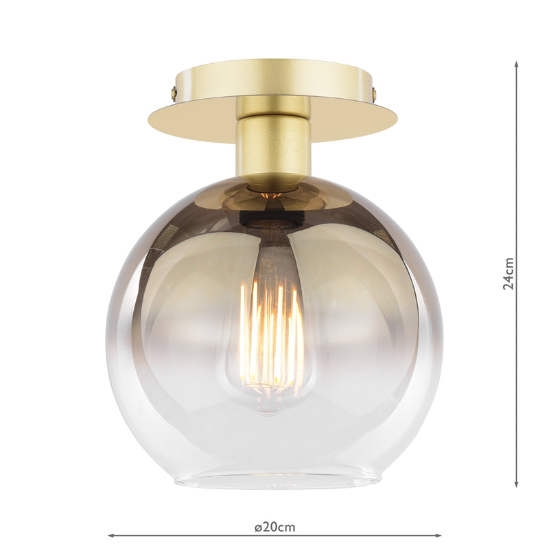 Dar Lighting Lycia Semi-Flush Satin Gold and Gold Ombre Glass • LYC0135