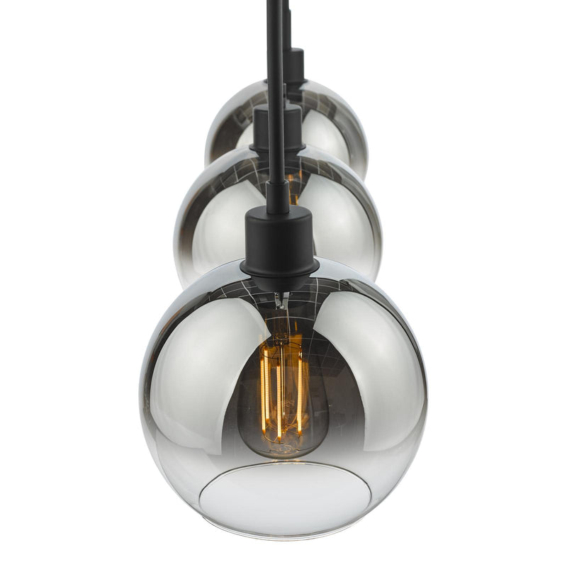 Dar Lighting Lycia 3 Light Bar Pendant Matt Black Ombre Smoked Glass • LYC0322