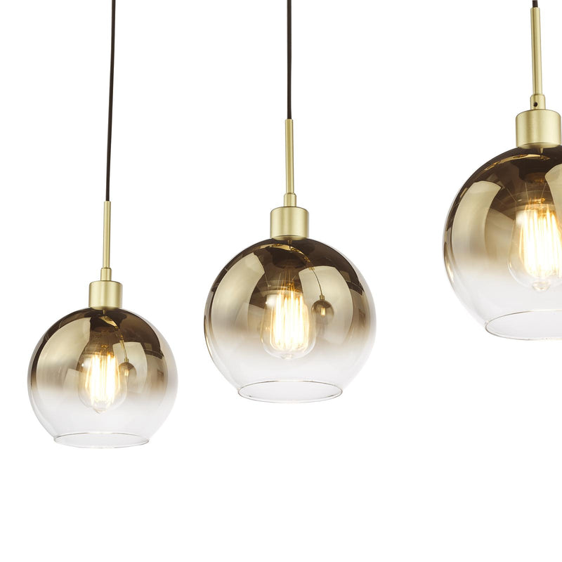 Dar Lighting Lycia 3 Light Bar Pendant Satin Gold and Gold Ombre Glass • LYC0335