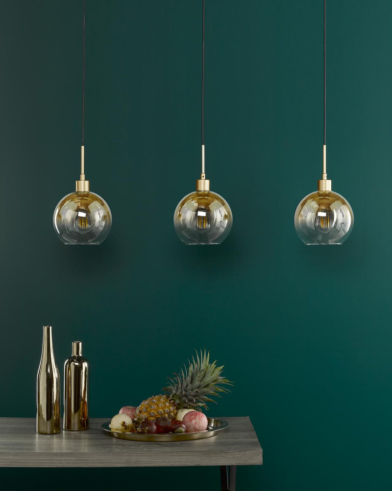 Dar Lighting Lycia 3 Light Bar Pendant Satin Gold and Gold Ombre Glass • LYC0335