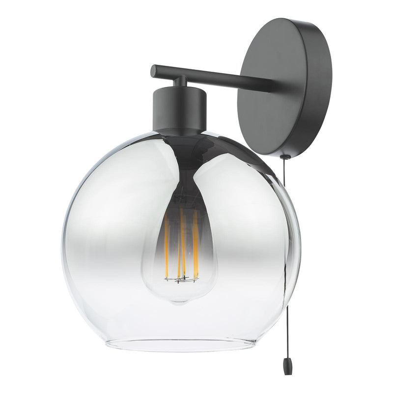 Dar Lighting Lycia Wall Light Matt Black and Smoked Ombre Glass • LYC0722