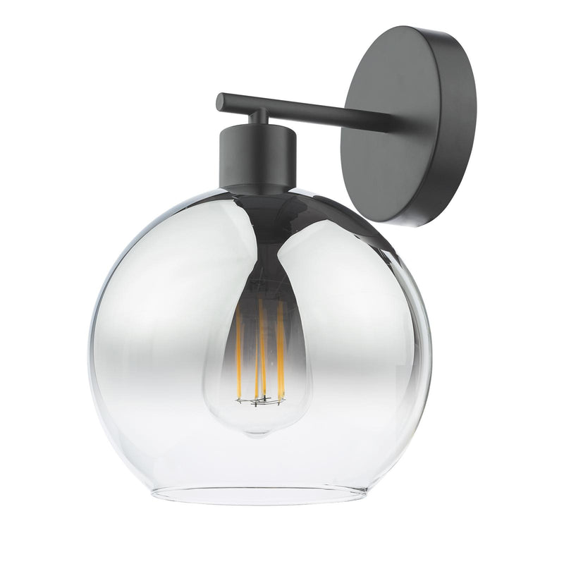 Dar Lighting Lycia Wall Light Matt Black and Smoked Ombre Glass • LYC0722