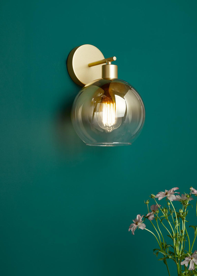 Dar Lighting Lycia Wall Light Satin Gold and Gold Ombre Glass • LYC0735