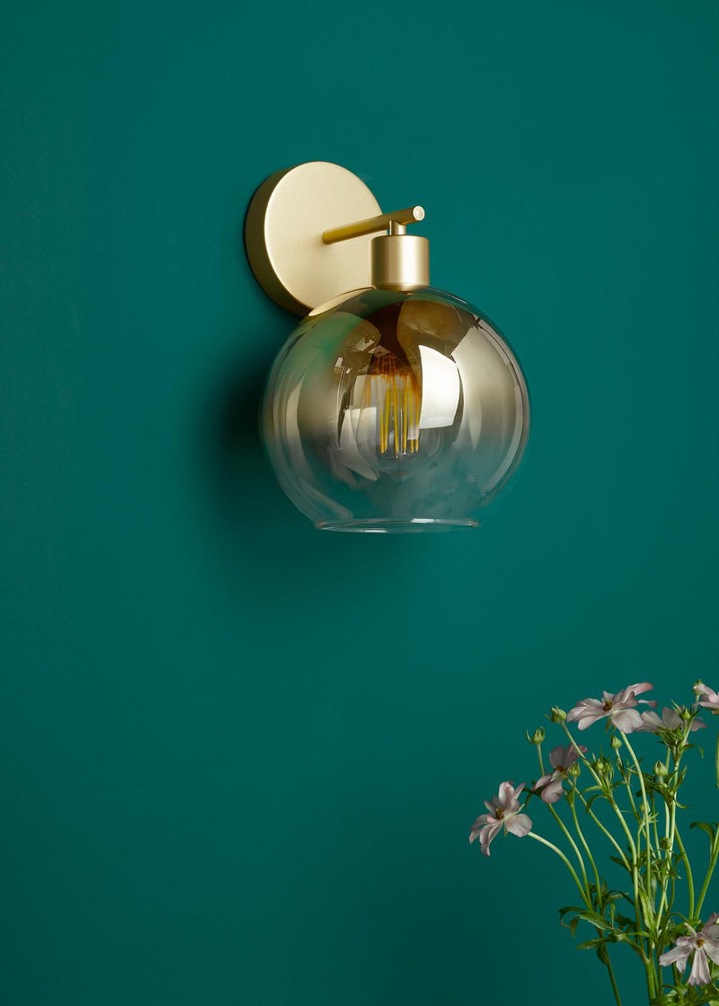 Dar Lighting Lycia Wall Light Satin Gold and Gold Ombre Glass • LYC0735