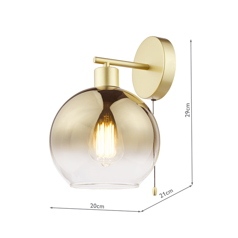 Dar Lighting Lycia Wall Light Satin Gold and Gold Ombre Glass • LYC0735