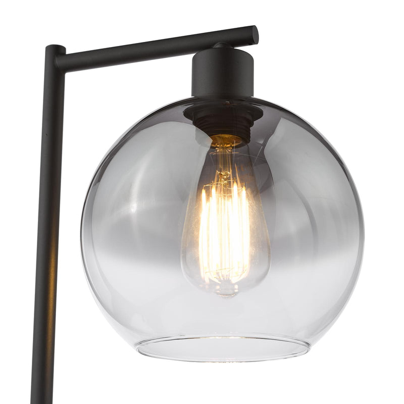 Dar Lighting Lycia Table Lamp Matt Black and Smoked Ombre Glass • LYC4222