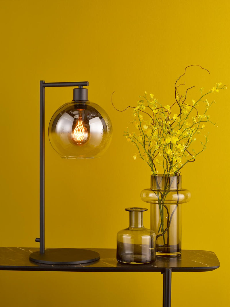 Dar Lighting Lycia Table Lamp Matt Black and Smoked Ombre Glass • LYC4222
