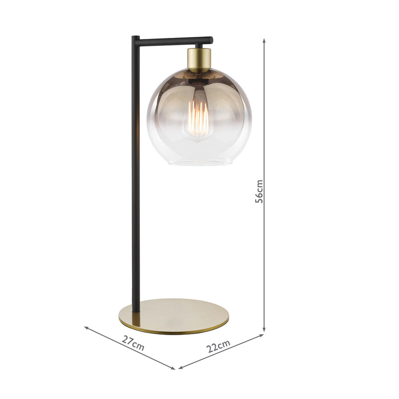 Dar Lighting Lycia Table Lamp Satin Gold and Gold Ombre Glass • LYC4235