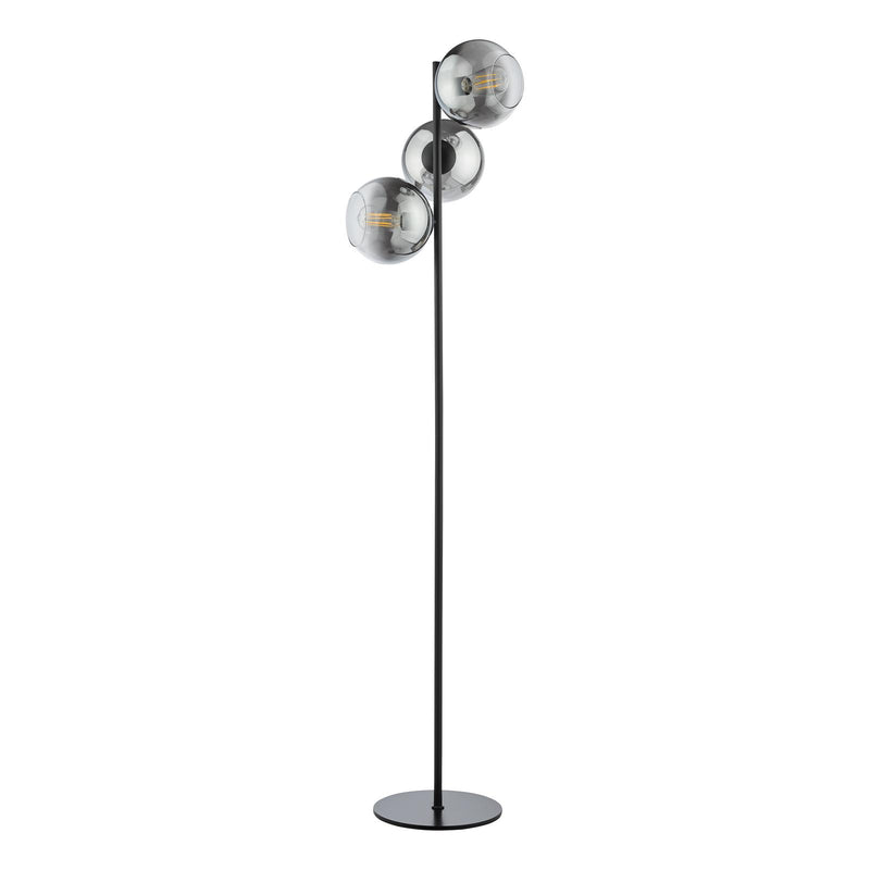 Dar Lighting Lycia 3 Light Floor Lamp Matt Black and Smoked Ombre Glass • LYC4922