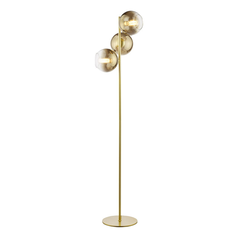 Dar Lighting Lycia 3 Light Floor Lamp Satin Gold and Gold Ombre Glass • LYC4935