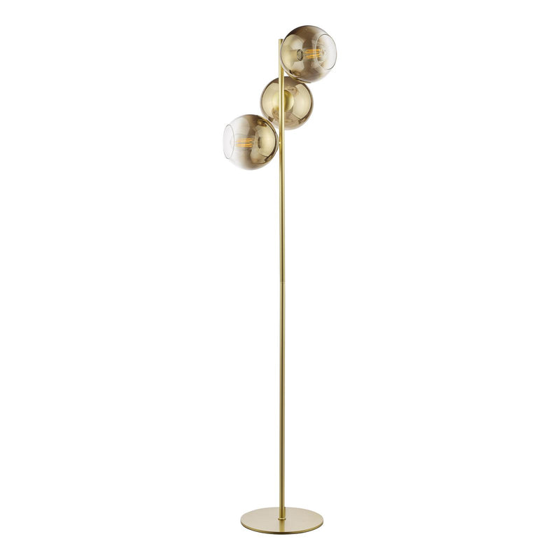 Dar Lighting Lycia 3 Light Floor Lamp Satin Gold and Gold Ombre Glass • LYC4935