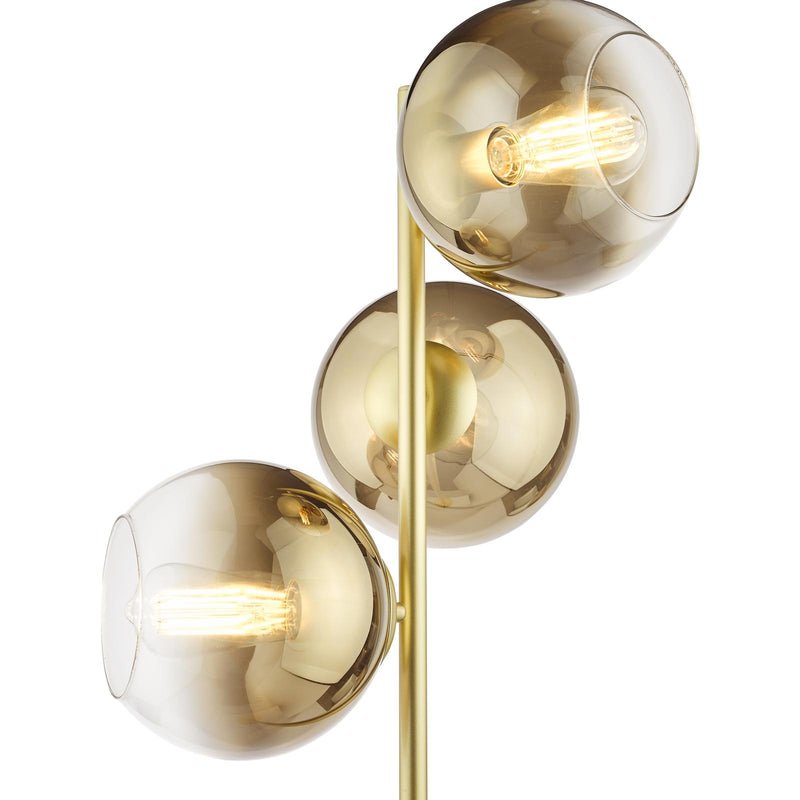 Dar Lighting Lycia 3 Light Floor Lamp Satin Gold and Gold Ombre Glass • LYC4935