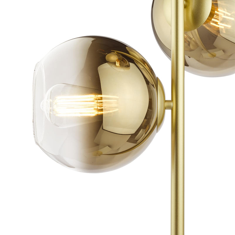 Dar Lighting Lycia 3 Light Floor Lamp Satin Gold and Gold Ombre Glass • LYC4935