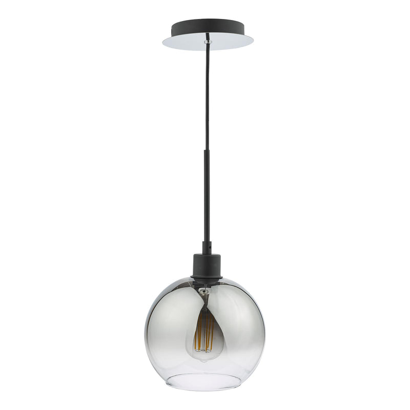 Dar Lighting Lycia Single Pendant Matt Black Ombre Smoked Glass • LYC8622