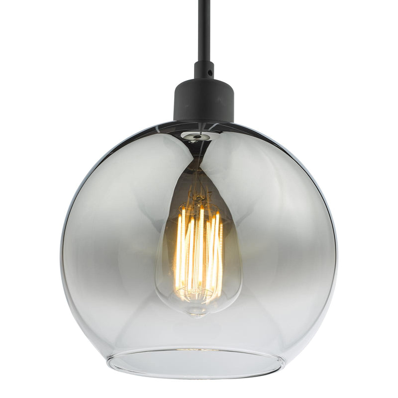 Dar Lighting Lycia Single Pendant Matt Black Ombre Smoked Glass • LYC8622