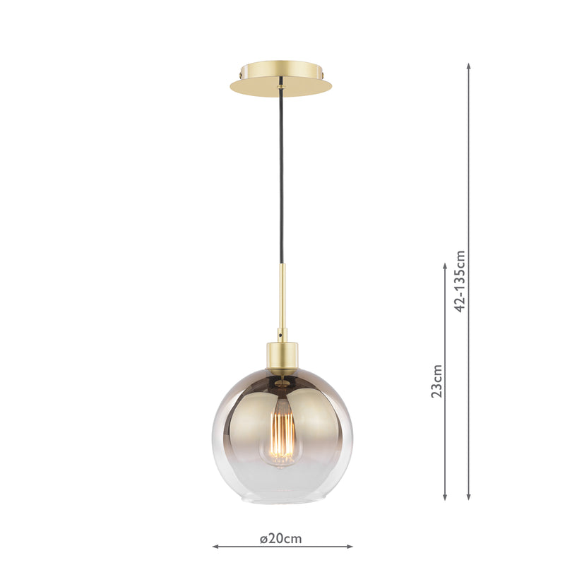 Dar Lighting Lycia Pendant Satin Gold and Gold Ombre Glass • LYC8635