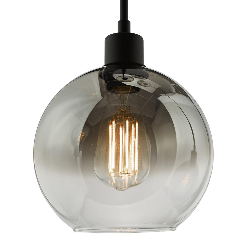 Dar Lighting Lycia 3 Light Cluster Pendant Matt Black Smoked Ombre Glass  • LYC8822