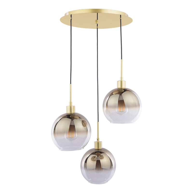 Dar Lighting Lycia 3 Light Cluster Pendant Satin Gold and Gold Ombre Glass • LYC8835