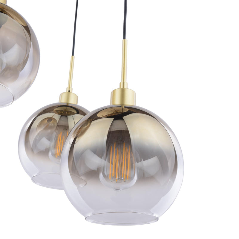 Dar Lighting Lycia 3 Light Cluster Pendant Satin Gold and Gold Ombre Glass • LYC8835