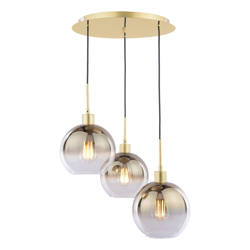 Dar Lighting Lycia 3 Light Cluster Pendant Satin Gold and Gold Ombre Glass • LYC8835
