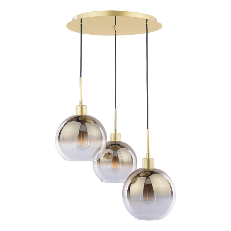 Dar Lighting Lycia 3 Light Cluster Pendant Satin Gold and Gold Ombre Glass • LYC8835