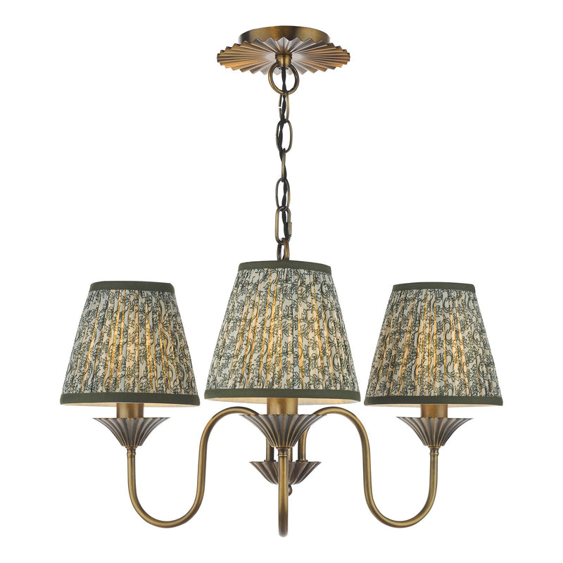 Dar Lighting Lydian 3 Light Pendant Antique Bronze With Shade • LYD0363-EST2624