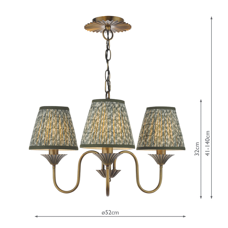 Dar Lighting Lydian 3 Light Pendant Antique Bronze With Shade • LYD0363-EST2624