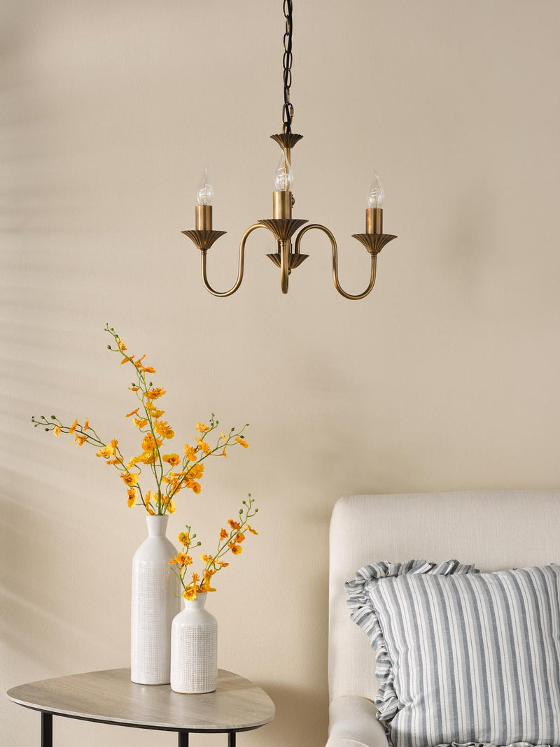 Dar Lighting Lydian 3 Light Pendant Antique Bronze Fitting Only • LYD0363