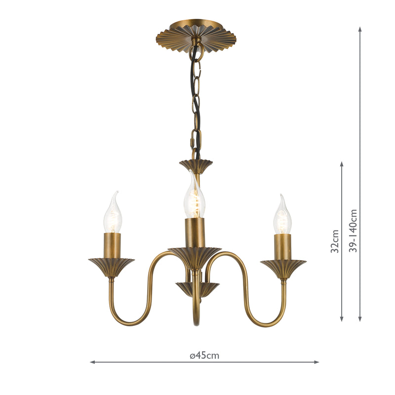Dar Lighting Lydian 3 Light Pendant Antique Bronze Fitting Only • LYD0363