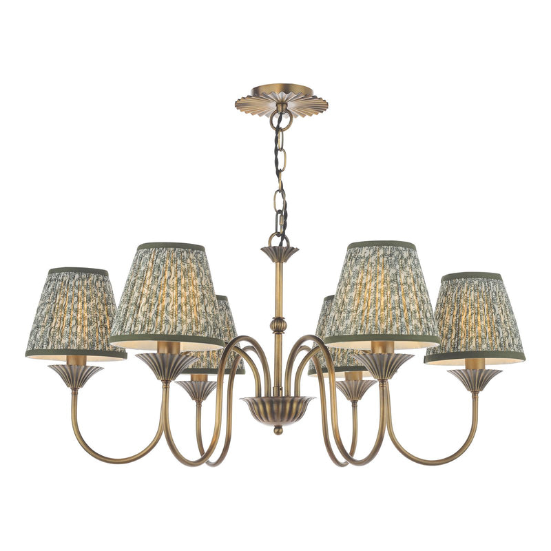 Dar Lighting Lydian 6 Light Pendant Antique Bronze With Shade • LYD0663-EST2624