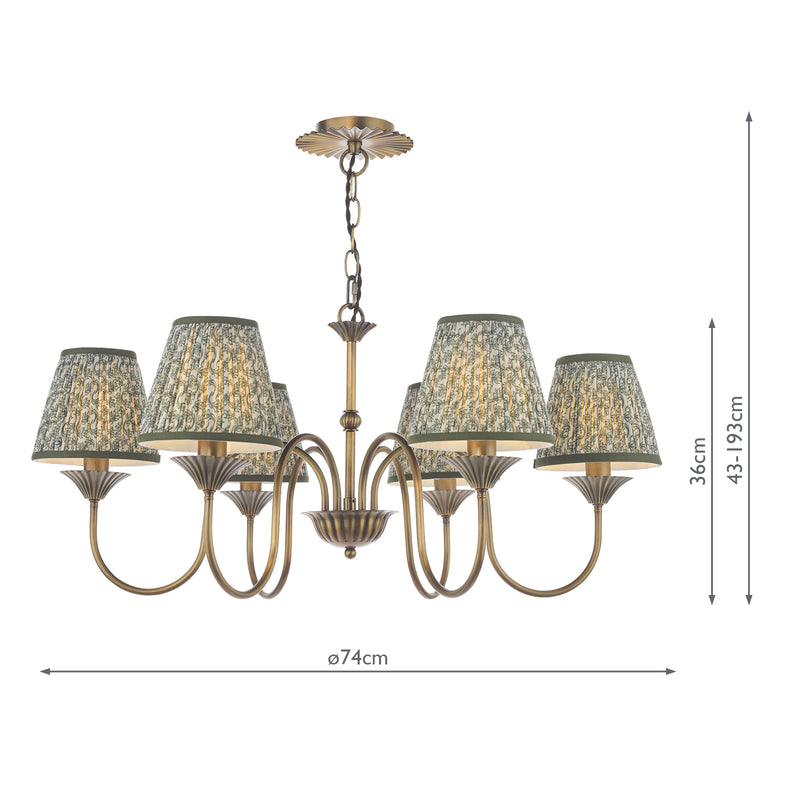 Dar Lighting Lydian 6 Light Pendant Antique Bronze With Shade • LYD0663-EST2624