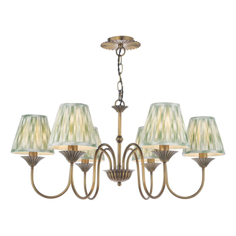 Dar Lighting Lydian 6 Light Pendant Antique Bronze With Shade • LYD0663-IKA2624