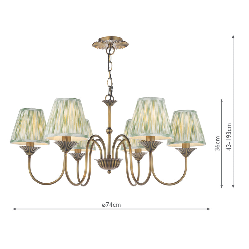 Dar Lighting Lydian 6 Light Pendant Antique Bronze With Shade • LYD0663-IKA2624