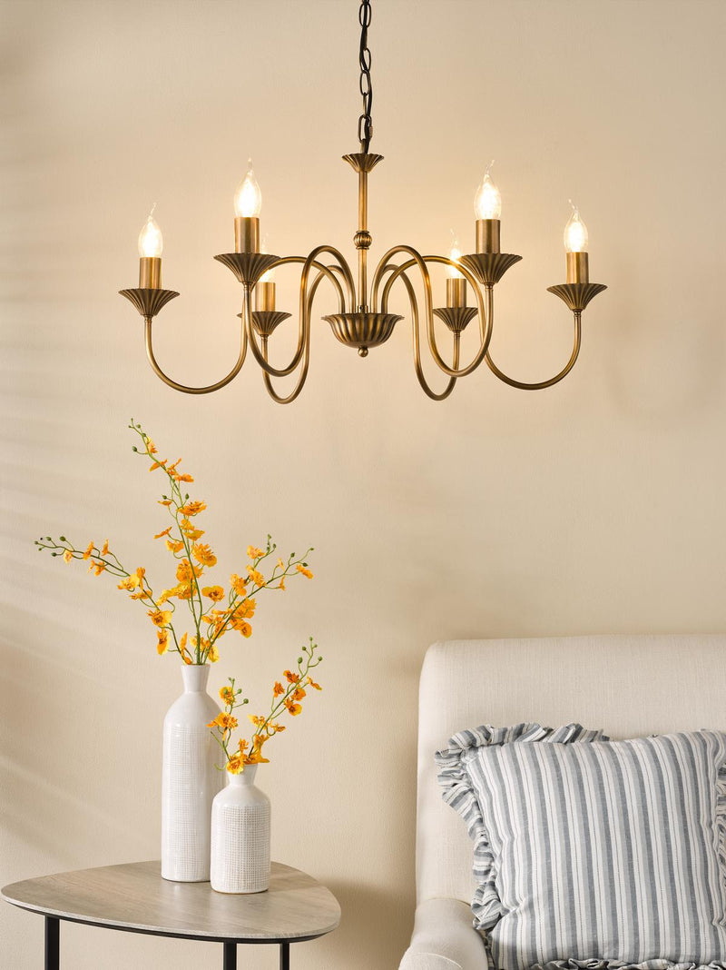 Dar Lighting Lydian 6 Light Pendant Antique Bronze Fitting Only • LYD0663