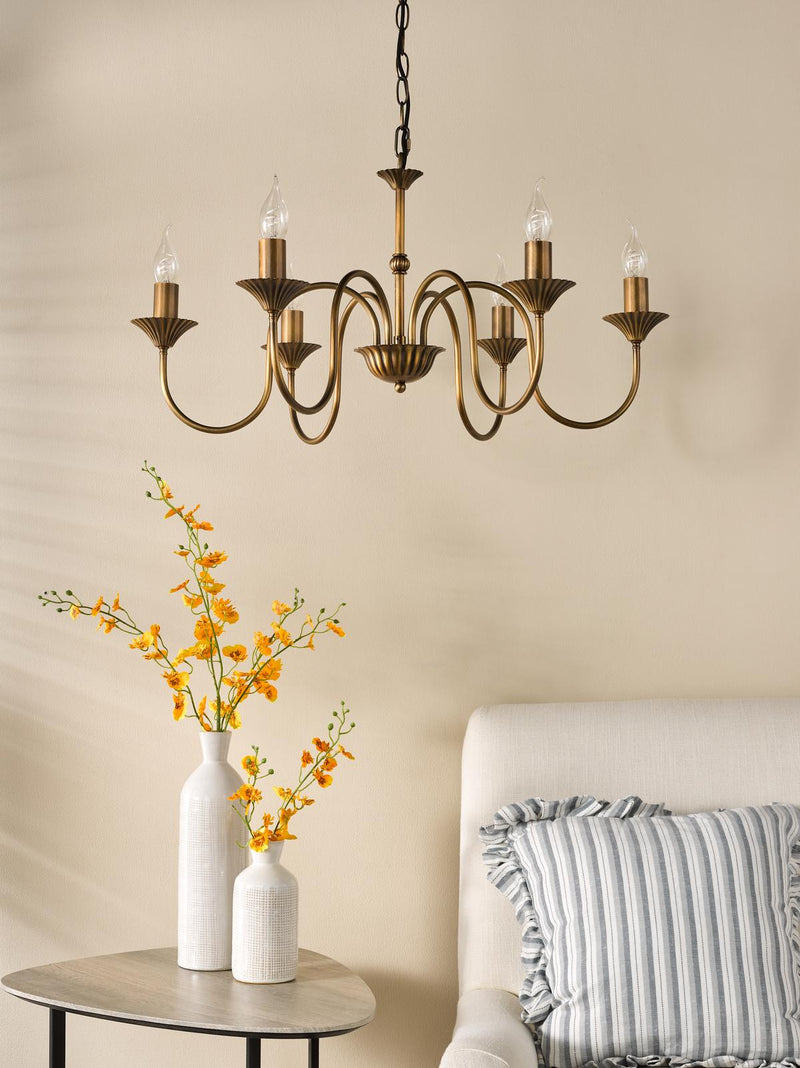 Dar Lighting Lydian 6 Light Pendant Antique Bronze Fitting Only • LYD0663