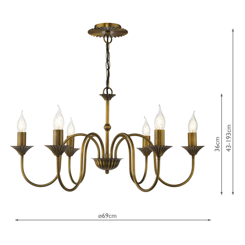 Dar Lighting Lydian 6 Light Pendant Antique Bronze Fitting Only • LYD0663