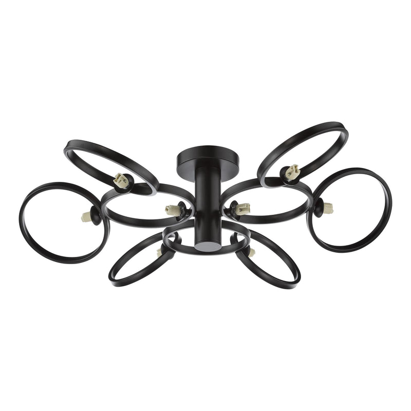 Dar Lighting Lynette 9 Light Semi-Flush Satin Black Fitting Only • LYN4822-F