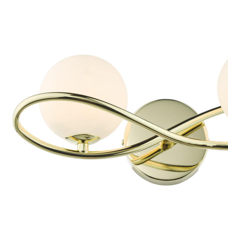Dar Lighting Lysandra 2 Light Wall Light Polished Gold and Opal Glass • LYS0935