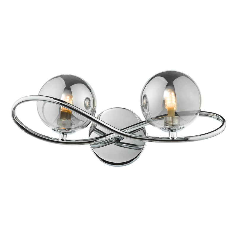 Dar Lighting Lysandra 2 Light Wall Light Polished Chrome and Smoked Glass • LYS0950