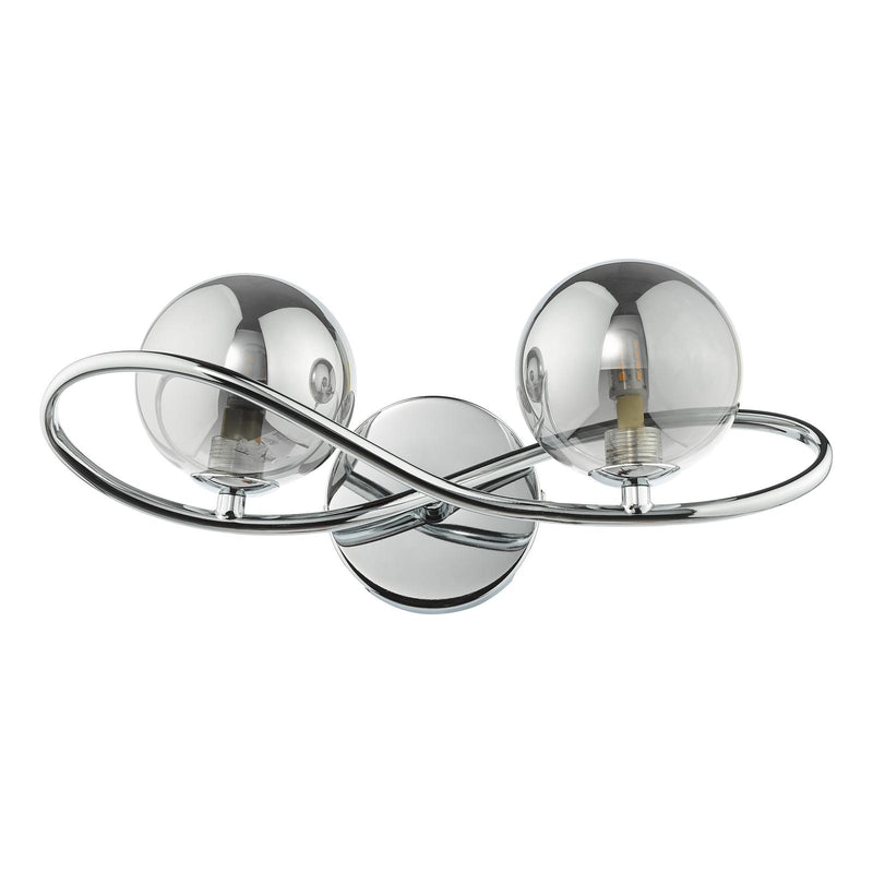 Dar Lighting Lysandra 2 Light Wall Light Polished Chrome and Smoked Glass • LYS0950