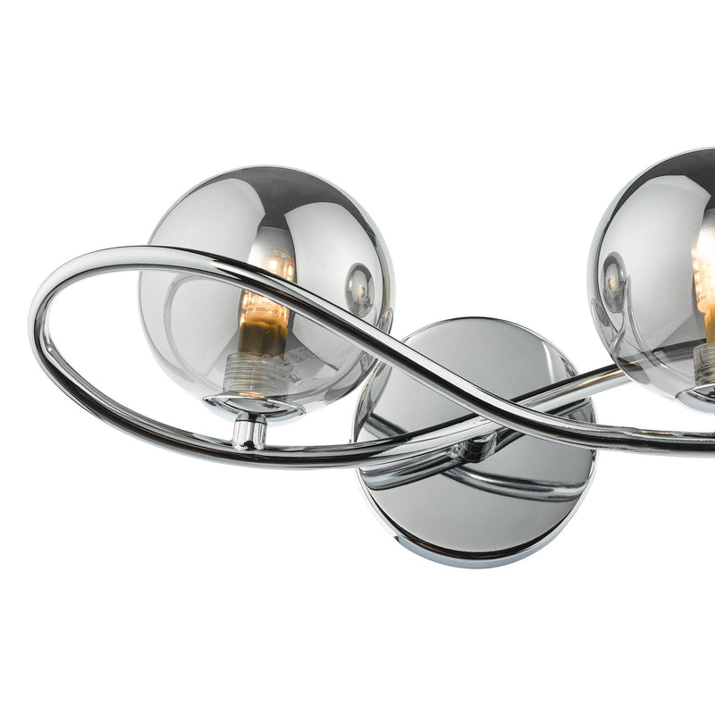 Dar Lighting Lysandra 2 Light Wall Light Polished Chrome and Smoked Glass • LYS0950