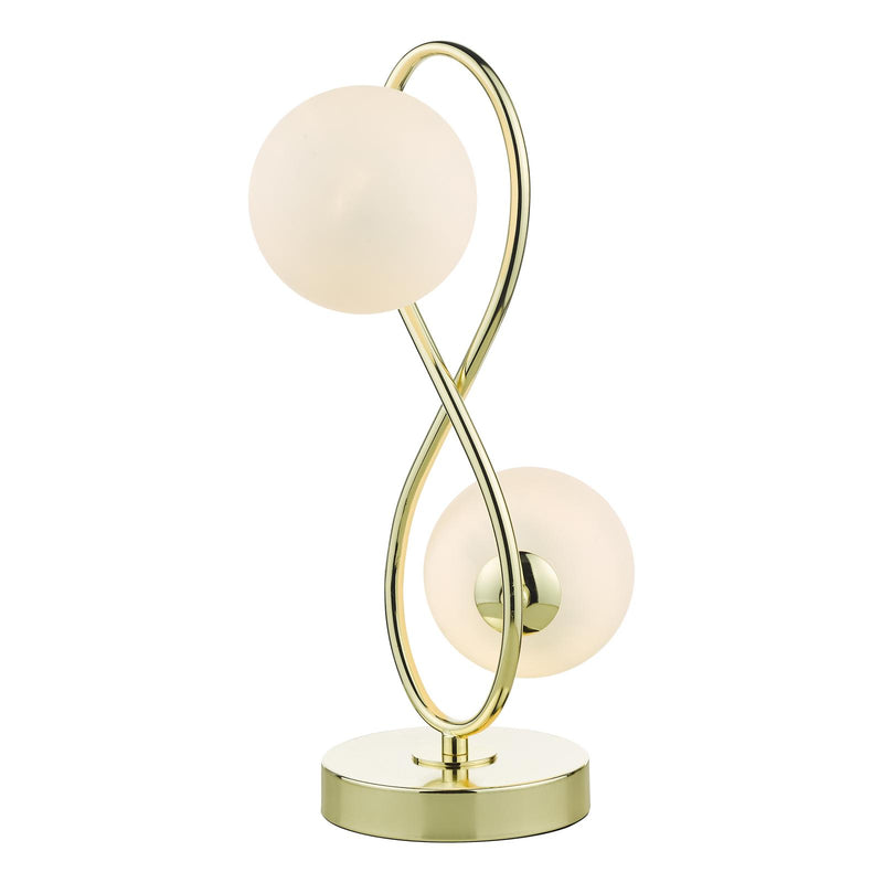 Dar Lighting Lysandra 2 Light Table Lamp Polished Gold and Opal Glass • LYS4235