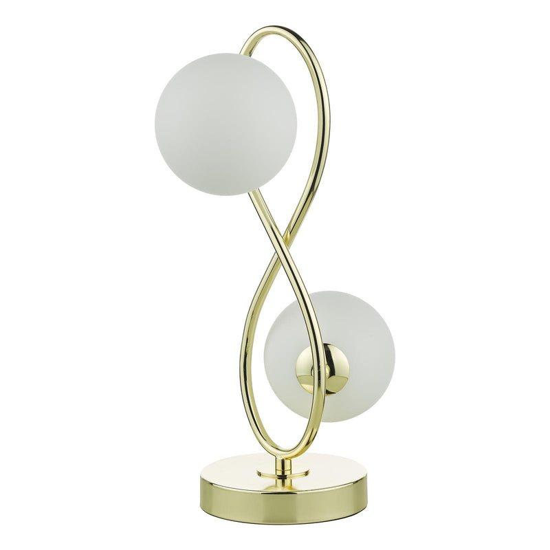 Dar Lighting Lysandra 2 Light Table Lamp Polished Gold and Opal Glass • LYS4235