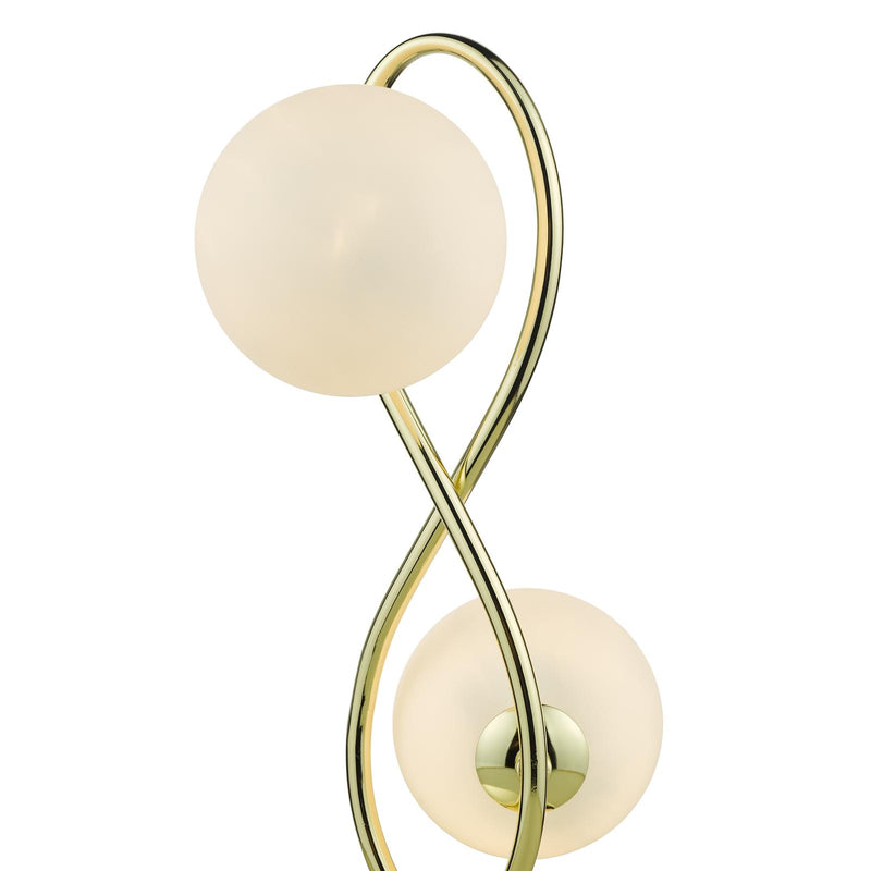 Dar Lighting Lysandra 2 Light Table Lamp Polished Gold and Opal Glass • LYS4235