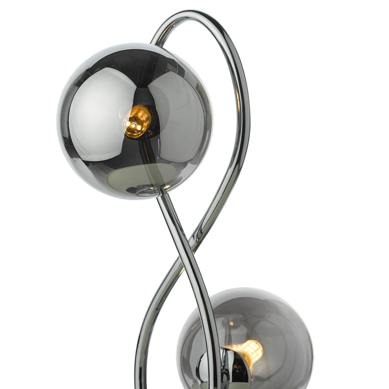 Dar Lighting Lysandra 2 Light Table Lamp Polished Chrome and Smoked Glass • LYS4250